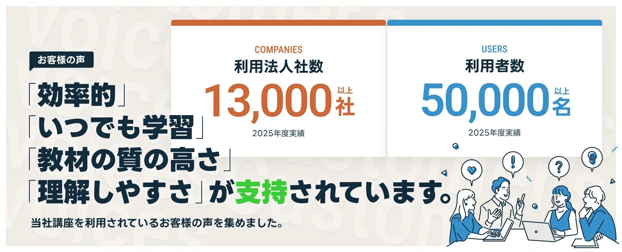 お客様の声 / 多くのユーザー様・法人様から支持をいただいています